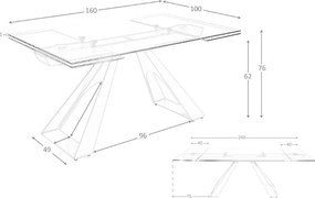 Masa extensibila deosebita design LUX Glass 160-240x100cm