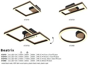 Plafoniera LED design industrial Beatrix negru, maro 27x27cm