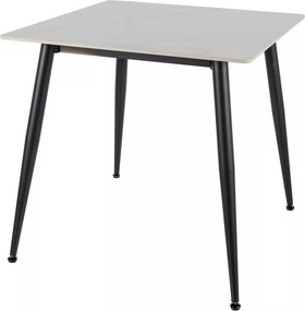 Masa RION, alb cu efect de marmura/negru, ceramica/metal, 80x80x76 cm