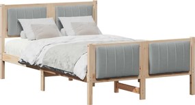 vidaXL Cadru de pat Maro și gri deschis 120 x 200 cm Lemn masiv de pin
