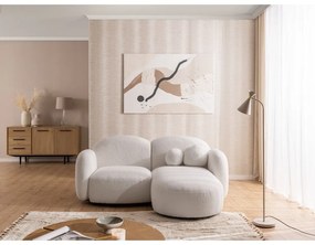 Colțar crem cu tapițerie din țesătură bouclé (cu colț pe partea dreaptă/cu șezlong) Orbit – Ropez