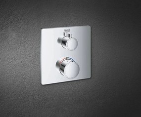 Grohe Grohtherm Baterie cada dus cu termostat, 2 iesiri, patrata, crom