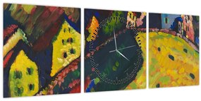Tablou - Vasily Kandinsky, Houses at Murnau, reproducere (cu ceas) (90x30 cm)