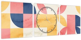 Tablou - Abstracție cu modele retro (cu ceas) (90x30 cm)