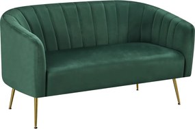 Canapea de design cu 2 locuri, ţesătură Velvet verde închis/gold crom-auriu, BAGY