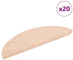 vidaXL Covorașe autoadezive pentru scări, 20 buc., 56x17x3 cm, crem, semirotunde