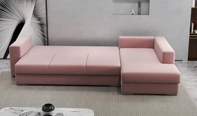 Colțar extensibil dumonde cu ladă de depozitare si sezut confortabil din spuma high-density, Gloria Royal Pink II 320x183 cm