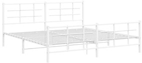 355635 vidaXL Cadru de pat metalic cu tăblie, alb, 200x200 cm
