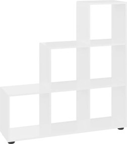 vidaXL Bibliotecă în trepte, alb extralucios, 107 cm, lemn compozit