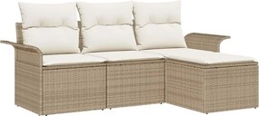 vidaXL Set de canapele pentru grădină cu pernă 4 pcs Bej Rattan poli
