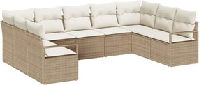 vidaXL Set de canapele pentru grădină 9 pcs Bej și Alb poliratan