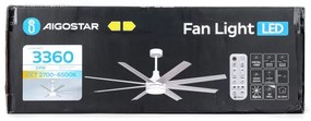 Ventilator LED dimabil de tavan Aigostar LED/24W/230V 2700-6500K alb + telecomandă