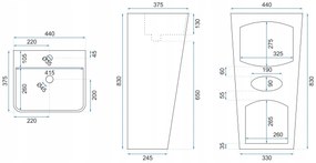Lavoar Aris freestanding ceramica Alb – H83 cm