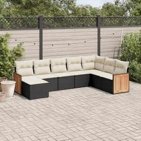 3260327 vidaXL Set mobilier de grădină cu perne, 8 piese, negru, poliratan