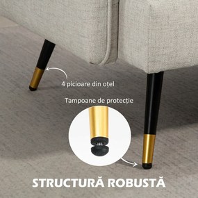 HOMCOM Divano 2 Posti in Tessuto Effetto Lino con Braccioli e Cuscini Imbottiti, Divanetto 2 Posti Moderno con Gambe in Acciaio, per Ufficio, Soggiorno, Salotto e Camera da Letto, 139x68x80 cm, Crema | Aosom Romania