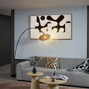 Lampă de podea arcuită Japandi neagră cu abajur maro - Bida