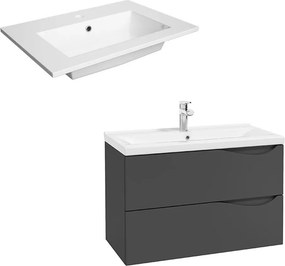 Set dulap baza suspendat Defra Murcia grafit cu lavoar compozit Flex 80