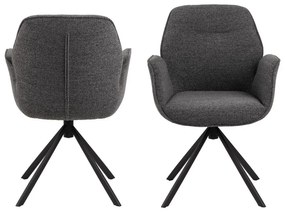 Scaun de sufragerie gri închis tapițat Aura – Actona