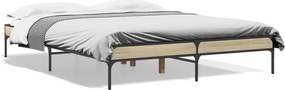 vidaXL Cadru de pat, stejar sonoma, 140x200cm, lemn prelucrat și metal