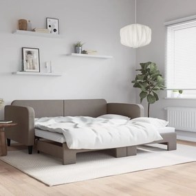 vidaXL Pat de zi cu extensie, gri taupe, 100x200 cm, textil