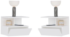 Set 2 Noptiere suspendate Kabi, 1 Usa, Alb, 45 x 30 x 34 cm