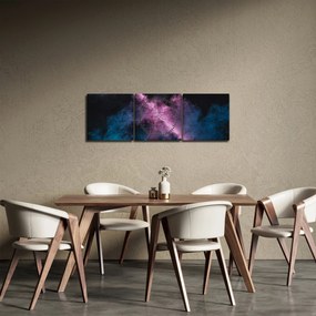 Tablou - Fum roz-albastru (cu ceas) (90x30 cm)