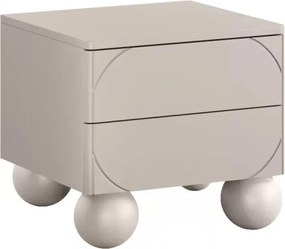 Noptieră Sonatia II 45 cm cu două sertare pe picioare tip bilă - cașmir