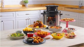 Multicooker Tefal Turbo Cuisine & Fry CY778830, 70 kPa, 1200W, 7.6 l, 15 programe, Acoperire neaderenta, Mentinere caldura, Control digital, Negru