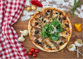 Tablou pe sticlă cu pizza (70x50 cm)