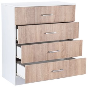 Comodă Miami cu 4 sertare 80x92 cm stejar sonoma-alb