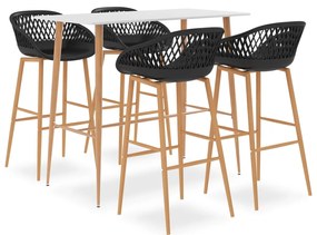 vidaXL Set mobilier de bar, 5 piese, alb și negru