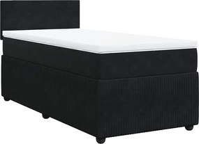vidaXL Pat box spring cu saltea, negru, 80x200 cm, catifea