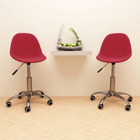 333421 vidaXL Scaune de bucătărie pivotante, 2 buc., roșu vin, textil