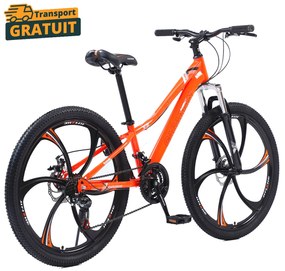 Bicicleta Caraiman, roti 24 sau 26 inch, cadru otel, frane pe disc, portocalie, BC24