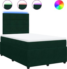 vidaXL Pat box spring cu saltea, verde închis, 120x190 cm, catifea