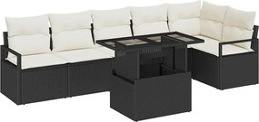 vidaXL Set de canapele pentru grădină 7 pcs Negru Rattan poli