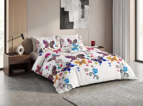 Lenjerie de pat din microfibra alb, COLORED BUTTERFLY Dimensiune lenjerie de pat: 70 x 90 cm | 140 x 200 cm