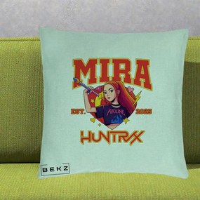 Perna Personalizata K-pop HUNTRX Mira Personaj Avoline, 40x40 cm, Verde Menta, Husa Detasabila, Perna Inclusa, BEKZ®