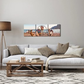 Tablou cu cămile (cu ceas) (90x30 cm)