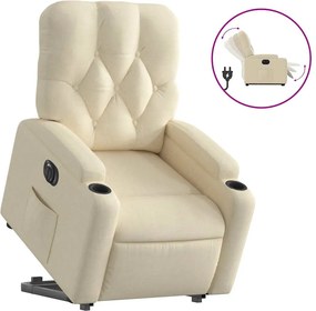 vidaXL Fotoliu electric rabatabil cu ridicare, crem, textil