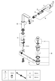GROHE 23296001 - Baterie pentru lavoar LINEARE, mărimea L, crom lucios