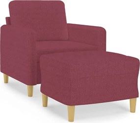 vidaXL Fotoliu canapea cu taburet, roșu vin, 60 cm, material textil