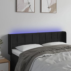 3123286 vidaXL Tăblie de pat cu LED, negru, 147x16x78/88 cm, catifea