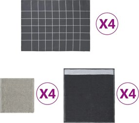vidaXL Set de prosoape, 12 buc., gri, bumbac