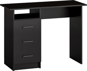 HOMCOM Birou Modern din Lemn cu 3 Sertare și Raft Deschis, 100x40x75 cm, Negru și Maro | Aosom Romania