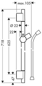 Bara dus cu furtun 65 cm inclus culoare negru mat Hansgrohe, Unica S Puro