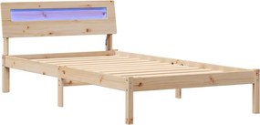 vidaXL Cadru de pat cu headboard Maro 90 x 200 cm Lemn de pin masiv