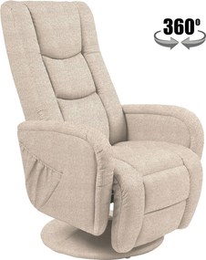 Fotoliu recliner PULSAR 2, bej, stofa/PVC, 68x85/135x85/106 cm