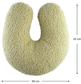 Pernă decorativă pentru copii verde cu tapițerie din țesătură bouclé U – Wigiwama