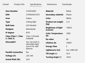 Plafoniera LED design modern Kaito 2 Pro 40 alb
